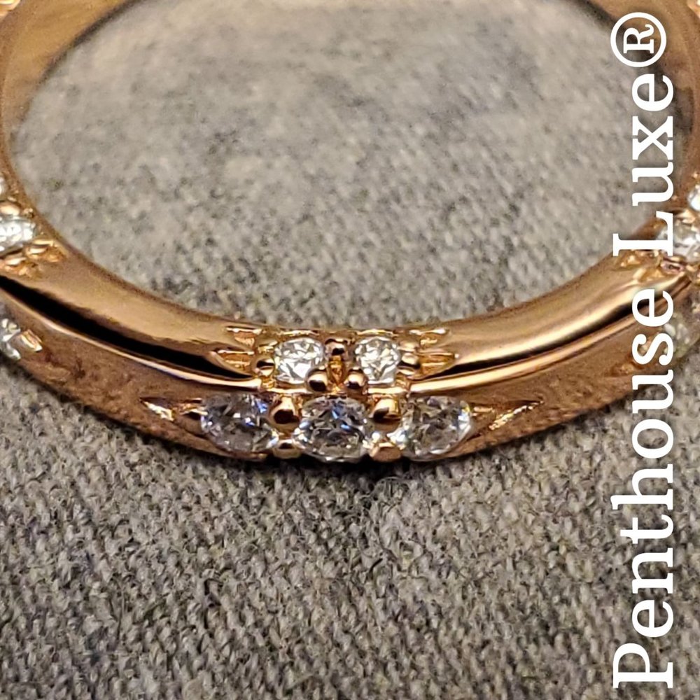 REAL Brilliant Cut Moissanite Paved 925 Sterling Silver 14k Rose Gold Ring Band - Picture 2 of 6